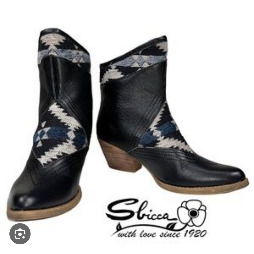 Sbicca Black and Blue Patterned Women's Ankle Boots_7 - Picture 3 of 13